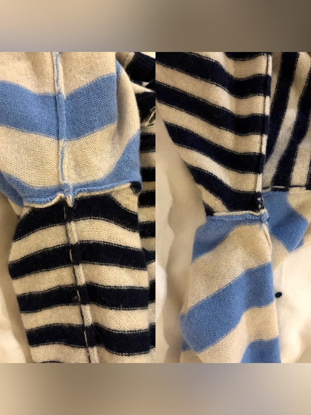 Saks Fifth Avenue 100% Cashmere sweater, contrasting navy/light blue stripes, M - Picture 10 of 10